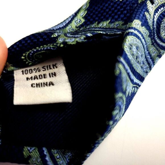 Joseph Abboud Blue White Silk Tie Woven Paisley - Picture 5 of 5